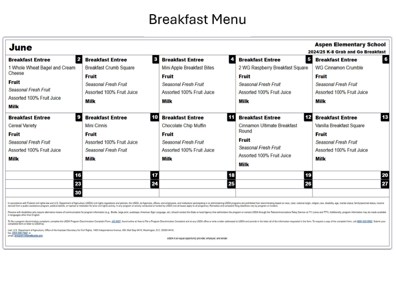 October Breakfast Menu